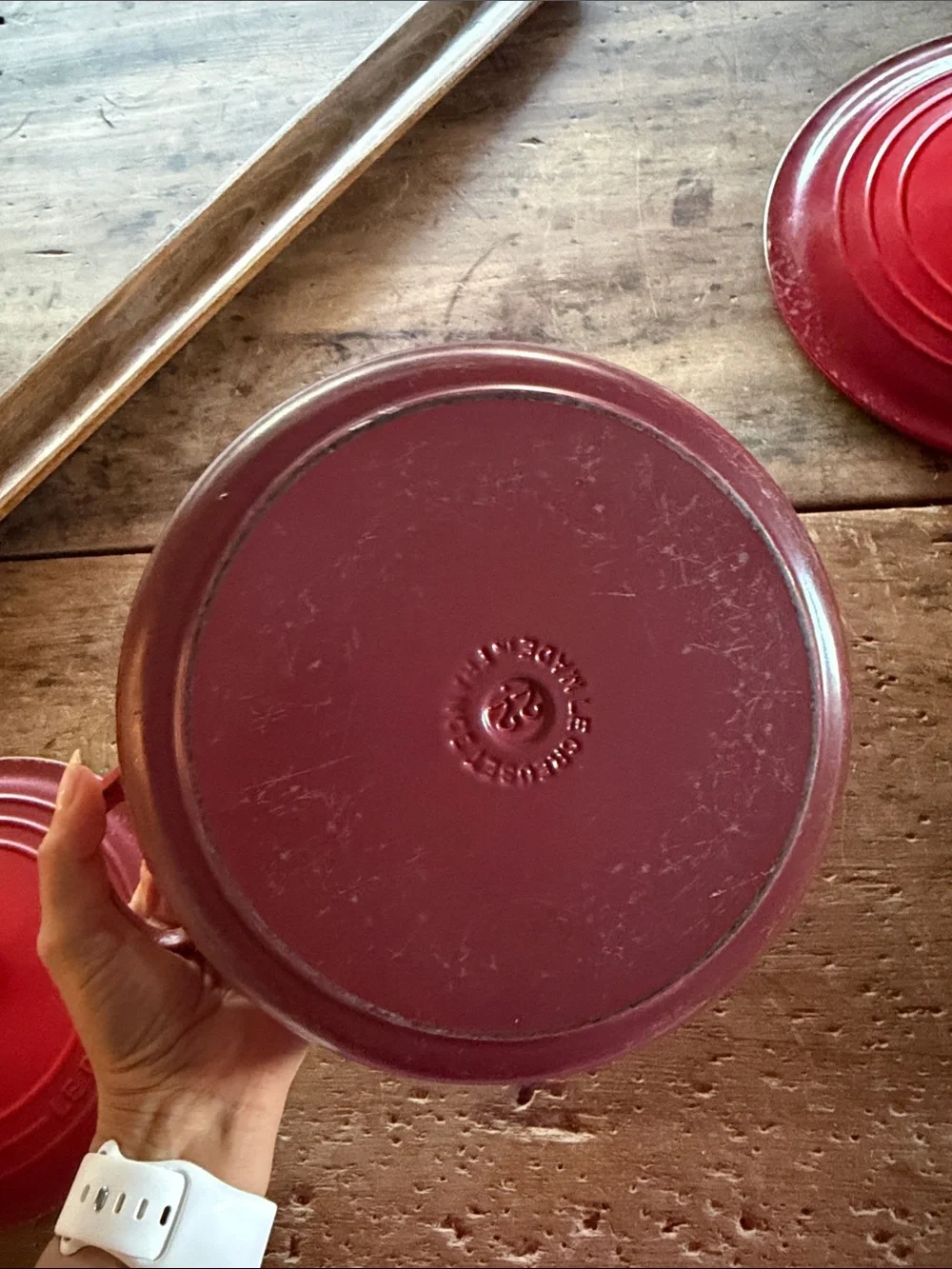 Le Creuset Red Enamel Dutch Oven 22 with Black Knob